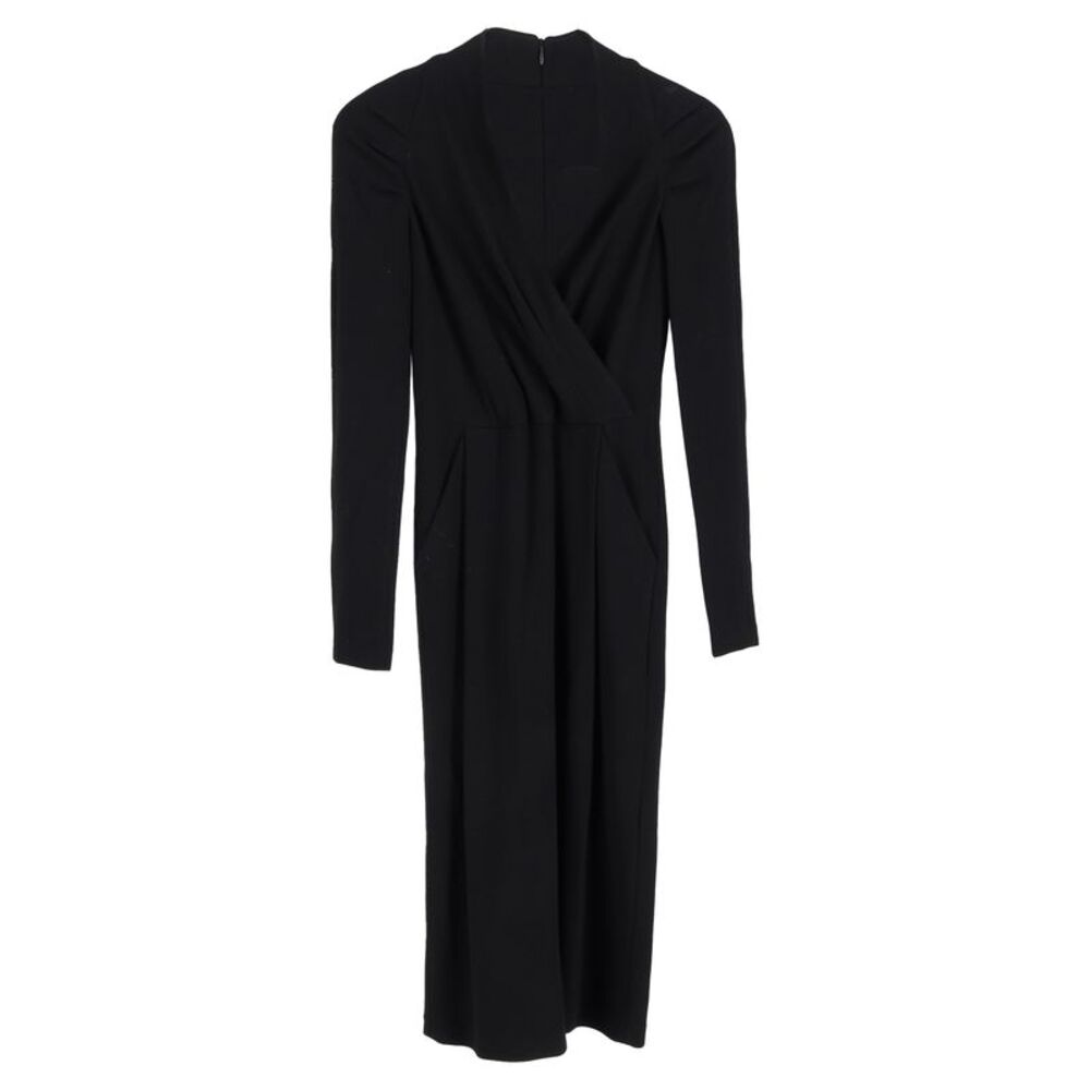 Armani Collezioni Long Sleeve Midi Dress in Black Polyester